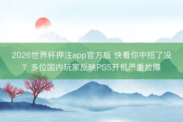 2026世界杯押注app官方版 快看你中招了没？多位国内玩家反映PS5开机严重故障
