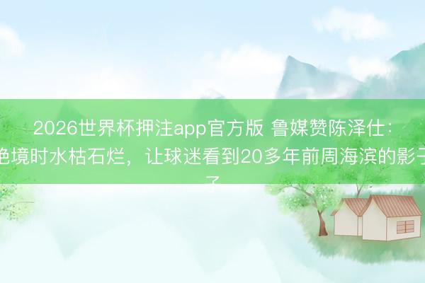 2026世界杯押注app官方版 鲁媒赞陈泽仕：绝境时水枯石烂，让球迷看到20多年前周海滨的影子