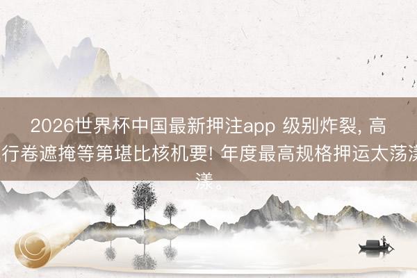 2026世界杯中国最新押注app 级别炸裂， 高施行卷遮掩等第堪比核机要! 年度最高规格押运太荡漾。