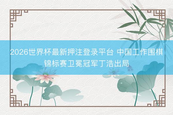 2026世界杯最新押注登录平台 中国工作围棋锦标赛卫冕冠军丁浩出局