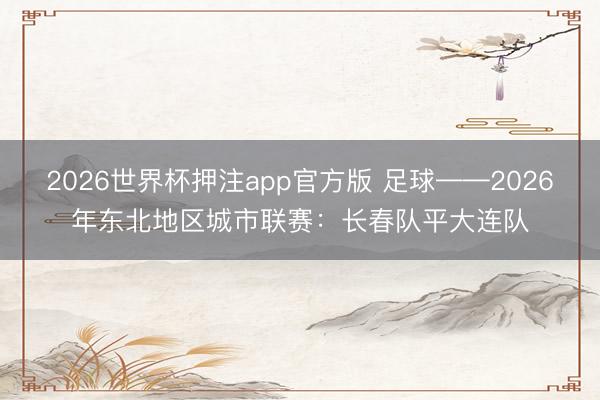 2026世界杯押注app官方版 足球——2026年东北地区城市联赛:长春队平大连队