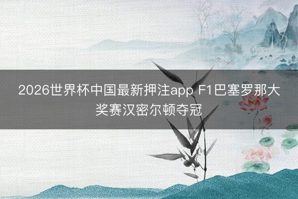 2026世界杯中国最新押注app F1巴塞罗那大奖赛汉密尔顿夺冠