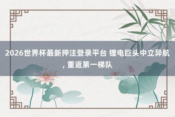2026世界杯最新押注登录平台 锂电巨头中立异航， 重返第一梯队
